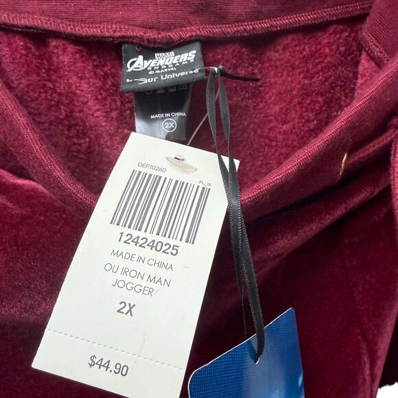 Universe Marvel Velour Joggers Plus Size 2X Avengers: Endgame I Am Iron Man NEW - Picture 8 of 14